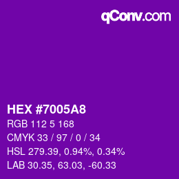 Color code: HEX #7005A8 | qconv.com