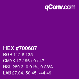 カラーコード: HEX #700687 | qconv.com