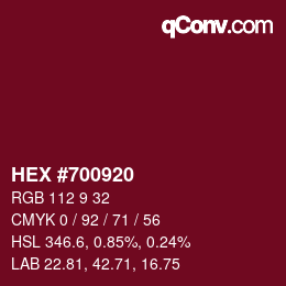 カラーコード: HEX #700920 | qconv.com