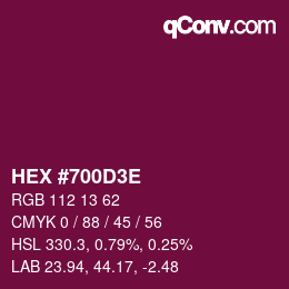 Color code: HEX #700D3E | qconv.com