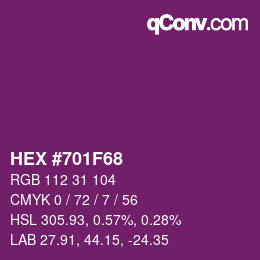 颜色代码: HEX #701F68 | qconv.com