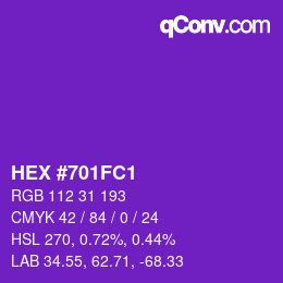 Color code: HEX #701FC1 | qconv.com