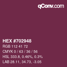 颜色代码: HEX #702948 | qconv.com