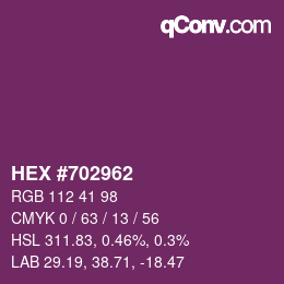 颜色代码: HEX #702962 | qconv.com