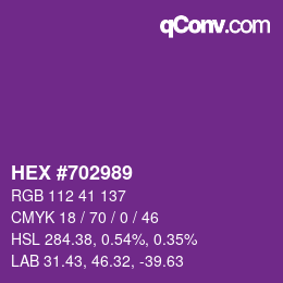 カラーコード: HEX #702989 | qconv.com