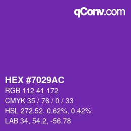 Color code: HEX #7029AC | qconv.com