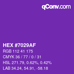 Color code: HEX #7029AF | qconv.com