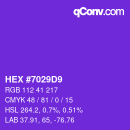 カラーコード: HEX #7029D9 | qconv.com