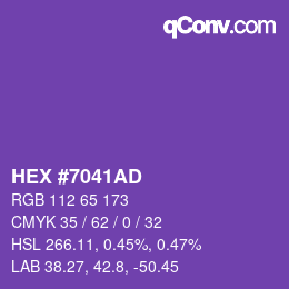 Color code: HEX #7041AD | qconv.com