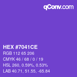 カラーコード: HEX #7041CE | qconv.com