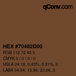Farbcode: HEX #70482D00 | qconv.com