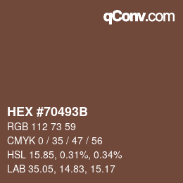 Farbcode: HEX #70493B | qconv.com