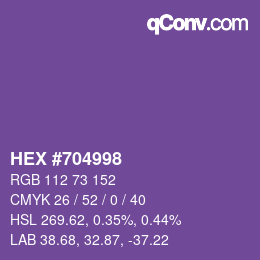 颜色代码: HEX #704998 | qconv.com