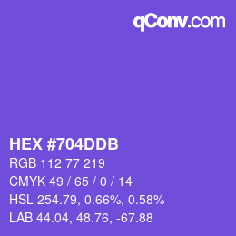颜色代码: HEX #704DDB | qconv.com
