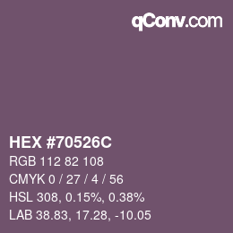 颜色代码: HEX #70526C | qconv.com