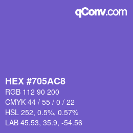 カラーコード: HEX #705AC8 | qconv.com