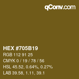 カラーコード: HEX #705B19 | qconv.com