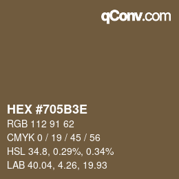 Color code: HEX #705B3E | qconv.com