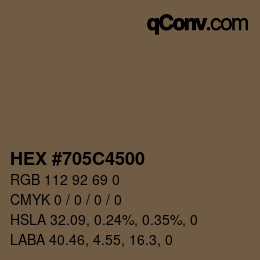 Color code: HEX #705C4500 | qconv.com