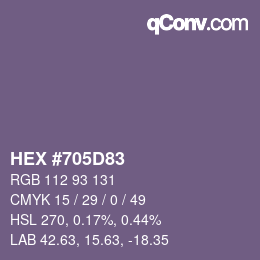 カラーコード: HEX #705D83 | qconv.com