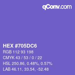 Farbcode: HEX #705DC6 | qconv.com
