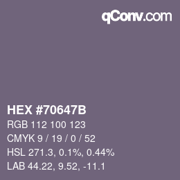 カラーコード: HEX #70647B | qconv.com