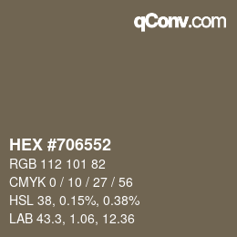 Farbcode: HEX #706552 | qconv.com
