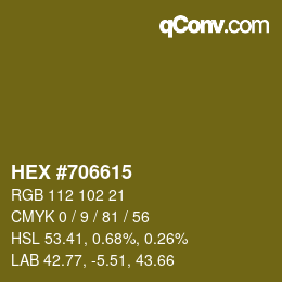 颜色代码: HEX #706615 | qconv.com