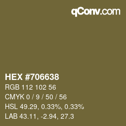 颜色代码: HEX #706638 | qconv.com