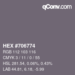 Color code: HEX #706774 | qconv.com