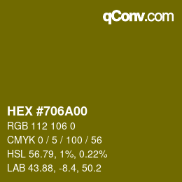 颜色代码: HEX #706A00 | qconv.com