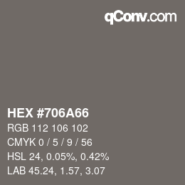 颜色代码: HEX #706A66 | qconv.com