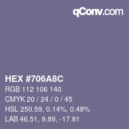 カラーコード: HEX #706A8C | qconv.com