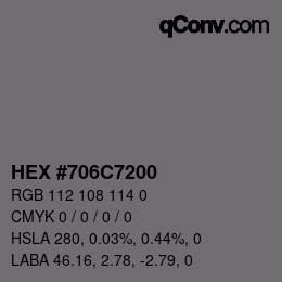 Color code: HEX #706C7200 | qconv.com