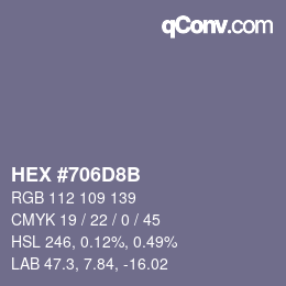 Color code: HEX #706D8B | qconv.com