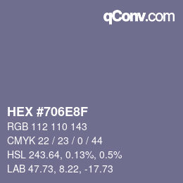 颜色代码: HEX #706E8F | qconv.com