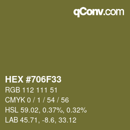 颜色代码: HEX #706F33 | qconv.com