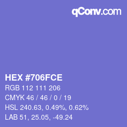 颜色代码: HEX #706FCE | qconv.com