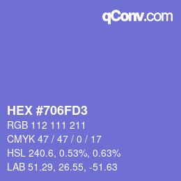 Color code: HEX #706FD3 | qconv.com