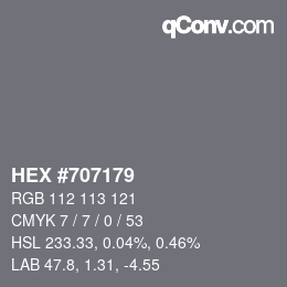 カラーコード: HEX #707179 | qconv.com