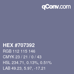 カラーコード: HEX #707392 | qconv.com