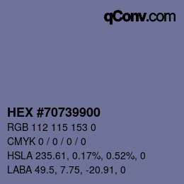 Farbcode: HEX #70739900 | qconv.com