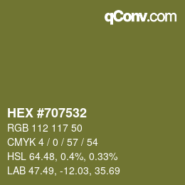 Color code: HEX #707532 | qconv.com