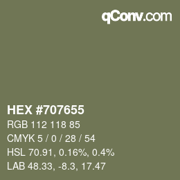 Color code: HEX #707655 | qconv.com