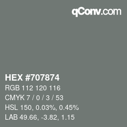 Código de color: HEX #707874 | qconv.com