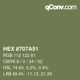 Color code: HEX #707A51 | qconv.com