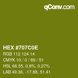 Color code: HEX #707C0E | qconv.com