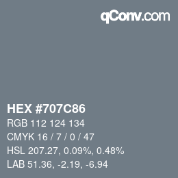 カラーコード: HEX #707C86 | qconv.com