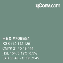 Código de color: HEX #708E81 | qconv.com
