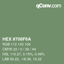 Color code: HEX #708F6A | qconv.com